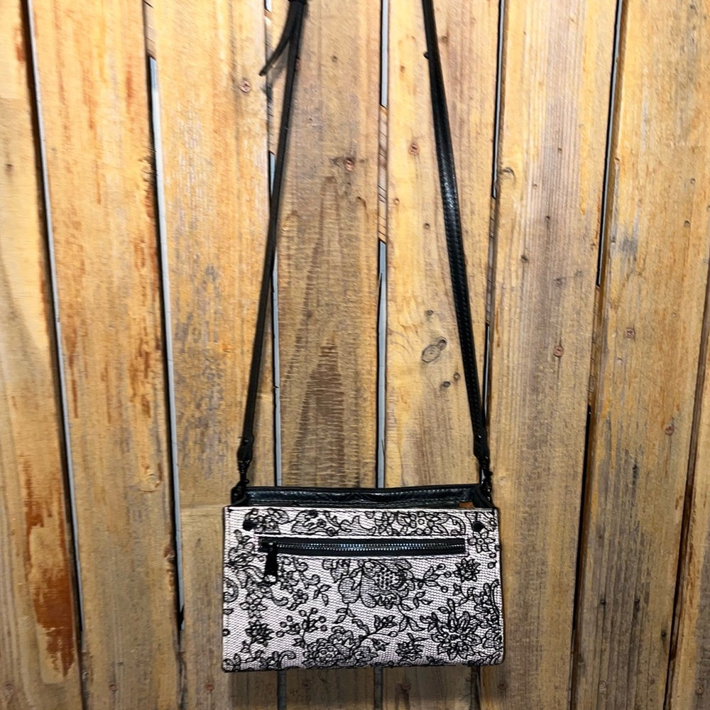 Patricia Nash Floral Black and White Crossbody Bag